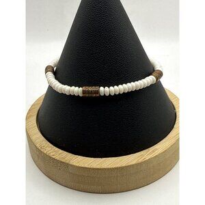 White & Bronze Stretch Bracelet Bead Accents